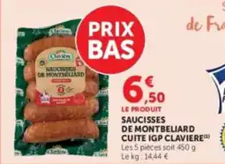 U Express Saucisses de montbeliard cuite igp claviere offre