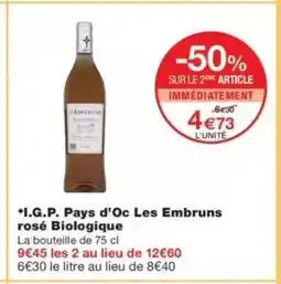 Monop' I.G.P. Pays d'Oc Les Embruns rosé Biologique offre