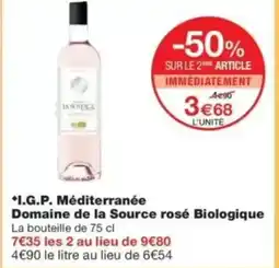 Monop' I.G.P. Méditerranée Domaine de la Source rosé Biologique offre