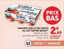 U Express Yaourts sur lit de fruits au lait entier baiko offre