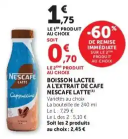 U Express Boisson lactee a l'extrait de cafe nescafe latte offre