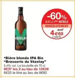 Monop' BRASSERIE DU VÉZELAY Bière blonde IPA Bio offre