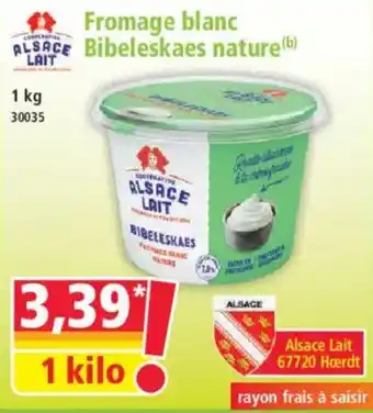 Norma Alsace Lait Fromage blanc Bibeleskaes nature offre