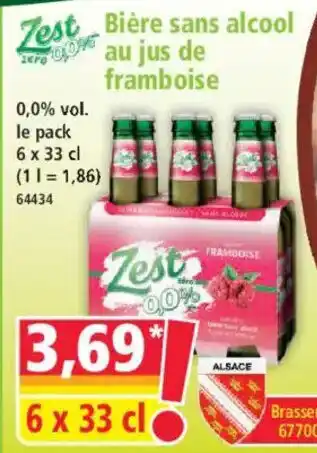 Norma Zest Bière sans alcool au jus de framboise offre
