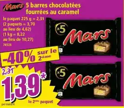 Norma Mars 5 barres chocolatées fourrées au caramel offre
