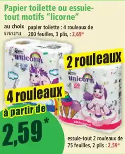 Norma Papier toilette ou essuie- tout motifs licorne offre