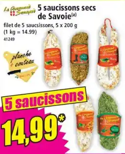Norma 5 saucissons secs de Savoie offre