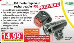Norma Kit d'éclairage vélo rechargeable IP55 offre