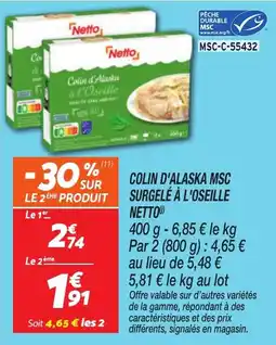 Netto Netto Colin d'alaska msc surgelé à l'oseille offre