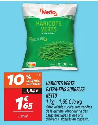 Netto Netto Haricots verts extra-fins surgelés offre