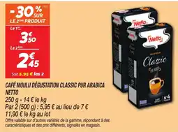 Netto Netto Café moulu dégustation classic pur arabica offre