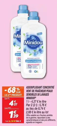 Netto Minidou Assouplissant concentré vent de fraîcheur peaux sensibles 50 lavages offre