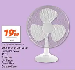 Netto Ventilateur de table offre