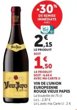 U Express Vin de l'union europeenne rouge vieux papes offre