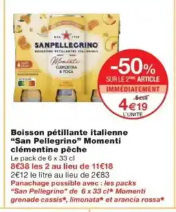 Monop' SAN PELLEGRINO Boisson pétillante italienne Momenti clémentine pêche offre