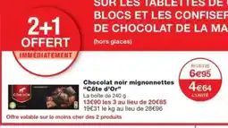 Monop' CÔTE D'OR Chocolat noir mignonnettes offre