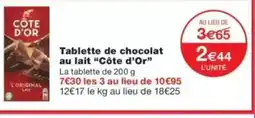 Monop' CÔTE D'OR Tablette de chocolat au lait offre