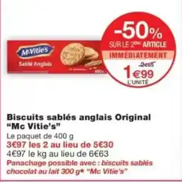 Monop' MC VITIE'S Biscuits sablés anglais Original offre