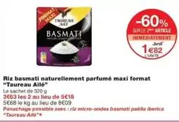 Monop' TAUREAU AILÉ Riz basmati naturellement parfumé maxi format offre