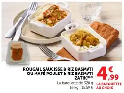 Bi1 Rougail saucisse & riz basmati ou mafé poulet & riz basmati zatik offre