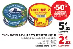 Bi1 Thon entier a l'huile d'olive petit navire offre