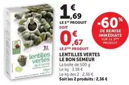 Bi1 Lentilles vertes le bon semeur offre
