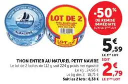 Bi1 Thon entier au naturel petit navire offre