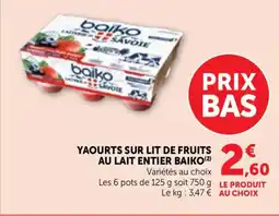 Bi1 Yaourts sur lit de fruits au lait entier baiko offre