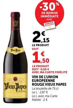 Bi1 Vin de l'union europeenne rouge vieux papes offre
