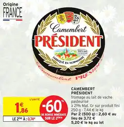 Intermarché Express Camembert président offre