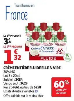 Auchan Supermarché Crème entière fluide elle & vire offre
