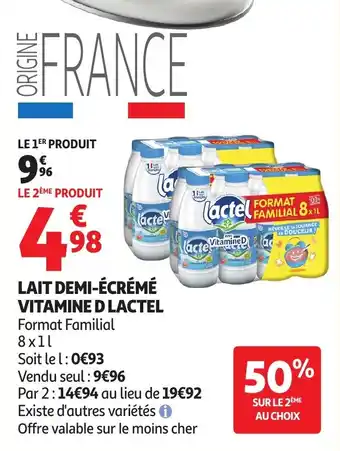 Lait demi-écrémé vitamine d lactel