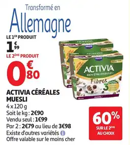 Auchan Supermarché Activia céréales muesli offre