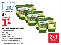 Auchan Supermarché Activia saveur citron offre