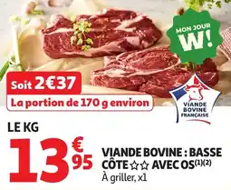 Auchan Supermarché Viande bovine basse côte avec os offre