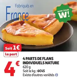 Auchan Supermarché 4 parts de flans individuels nature offre