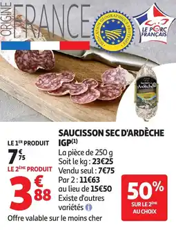 Auchan Supermarché Saucisson sec d'ardèche igp offre