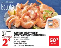 Auchan Supermarché Queues de crevettes non décortiquées cuites réfrigérées offre