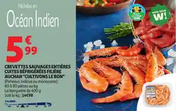 Auchan Supermarché Crevettes sauvages entières cuites réfrigérées filière auchan cultivons le bon offre