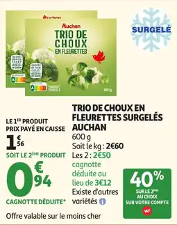 Auchan Supermarché Trio de choux en fleurettes surgelés auchan offre