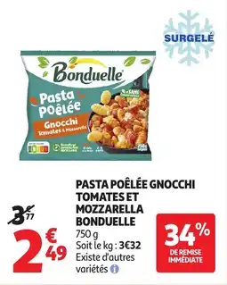 Auchan Supermarché Pasta poêlée gnocchi tomates et mozzarella bonduelle offre