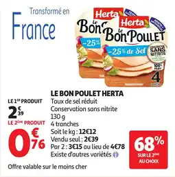 Auchan Supermarché Le bon poulet herta offre