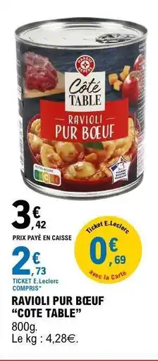 E.Leclerc Ravioli pur boeuf Côté Table offre