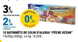 E.Leclerc 15 BATONNETS DE COLIN D'ALASKA PÊCHE OCEAN offre