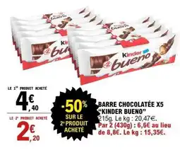 E.Leclerc BARRE CHOCOLATÉE x5 “KINDER BUENO” offre