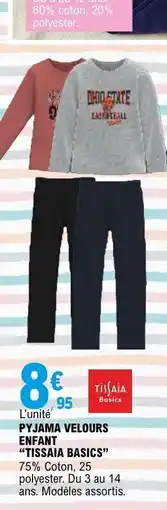 E.Leclerc PYJAMA VELOURS ENFANT TISSAIA BASICS offre