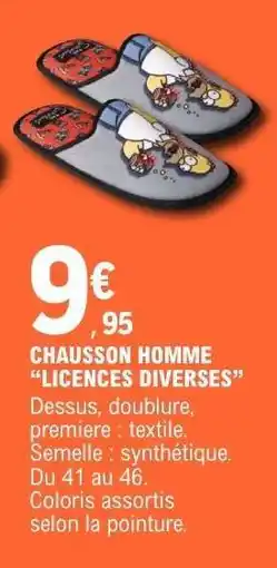 E.Leclerc CHAUSSON HOMME 'LICENCES DIVERSES' offre