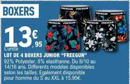 E.Leclerc LOT DE 4 BOXERS JUNIOR “FREEGUN” offre
