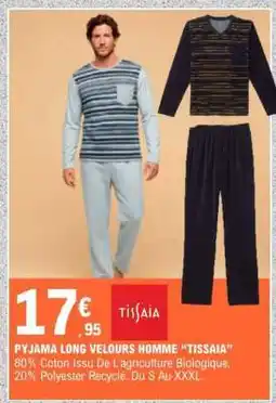 E.Leclerc PYJAMA LONG VELOURS HOMME “TISSAIA” offre