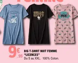 E.Leclerc BIG T-SHIRT NUIT FEMME LICENCES offre